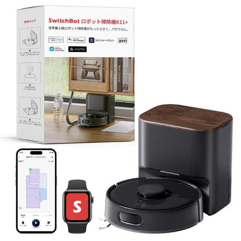 【2025年10月03日発売予定】SWITCHBOT　ロボット掃除機K11＋ Black ［吸引タイプ］　W3003105