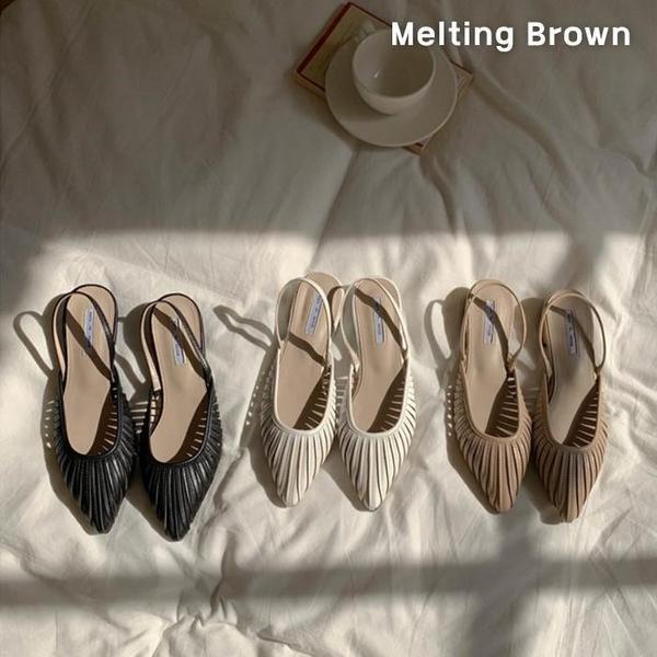 女性カジュアルローヒールスリングバック3色