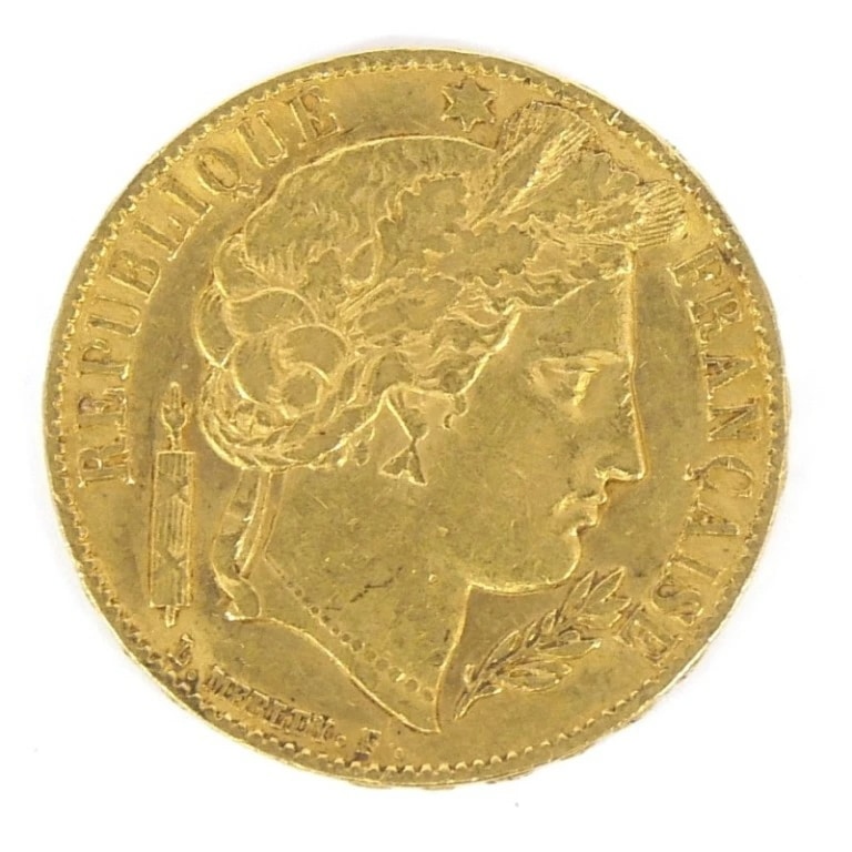 フランス 20フラン金貨 1851年 セレス女神 【中古】(67563)