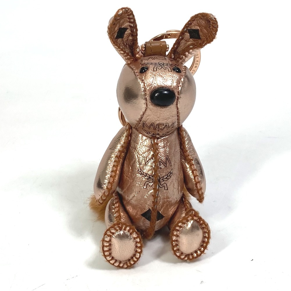 キーホルダー うさぎ メタリックレザー ファー ヴェセトス カバン バッグチャーム レザー メタリックピンク