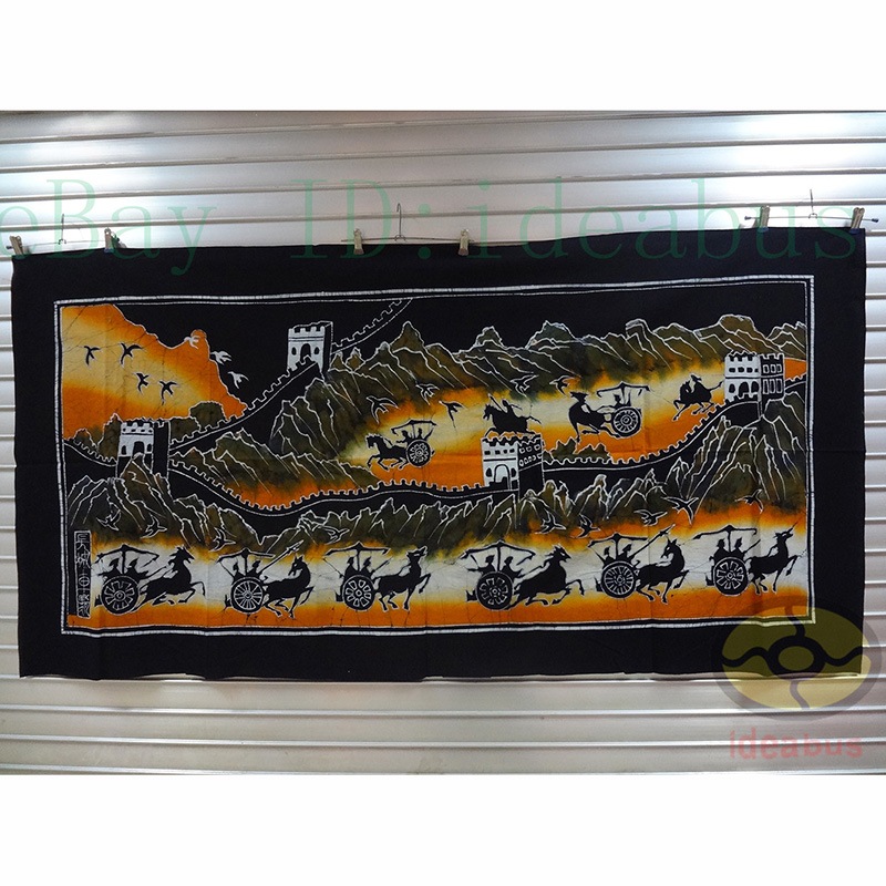 Chinese Folk Art Home Wall Decor Hanging Batik Tapestry The Steed Cavalry Defend Great Wall 92x180cm