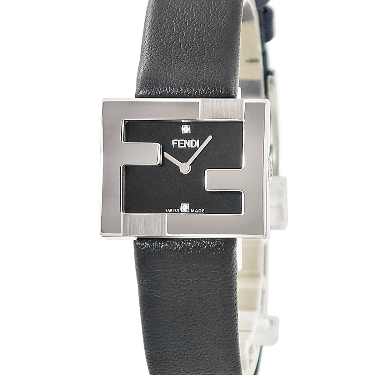 マニア レクタンギュラー F100101001 クオーツ レディース 未使用 ズッカフェイス 純正ダイヤ シルバー 黒 3年保証