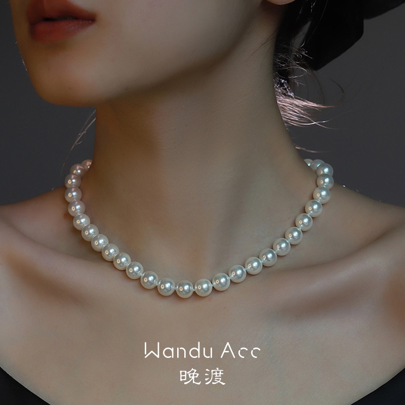 【速達!】オーストラリア母貝海貝珠正円真珠ネックレス色落ちしない純銀元宝ボタン高級感オーストラリア白フレンチネックチェーン 5,261円