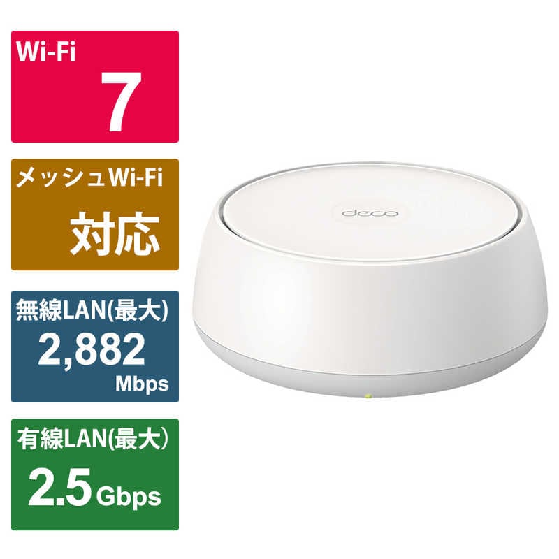 TPLINK　WiFi 7 AIメッシュルーター 2882＋688Mbps BE3600 2.5Gbps ［Wi-Fi 7(be) /IPv6対応］　DECOBE251P