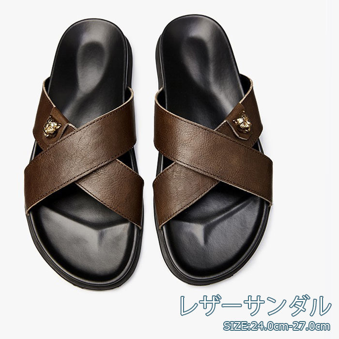 売れ 牛革 スリッパ メンズ サンダル レザーサンダル オープントゥ 普段履き 外履き 男性 スリッパ 本革 スリッパ カジュアルサンダル 防滑 夏 ビーチ 海 プール ビーチサンダル