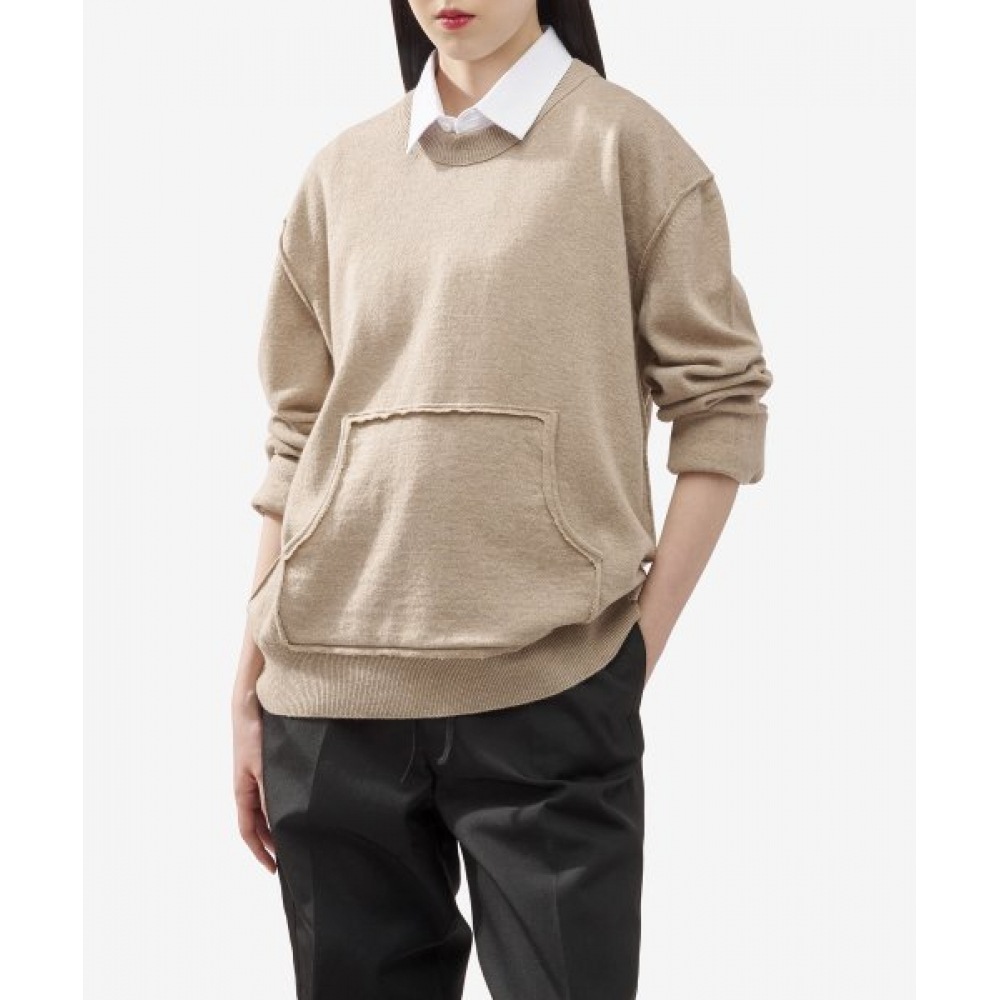 メゾンマルジェラ女性用ポケットディテールニット-ウォルナット/S51HL0011S18395119M