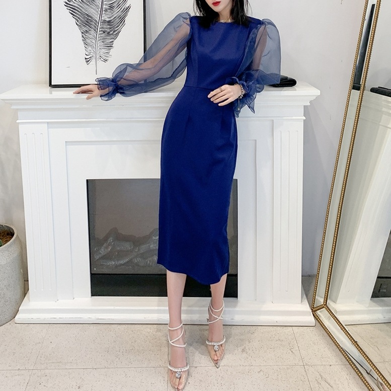 ワンピース ドレス レディース チュール袖ドレスワンピース パーティドレス 袖切り替え 5,905円