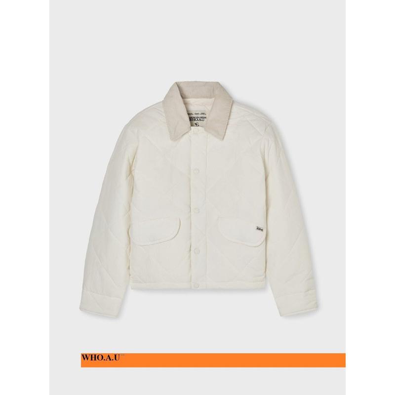 W.A.U 取り外し可能カラーキルティングジャケット(F)-IVORY-WHJPF4912F