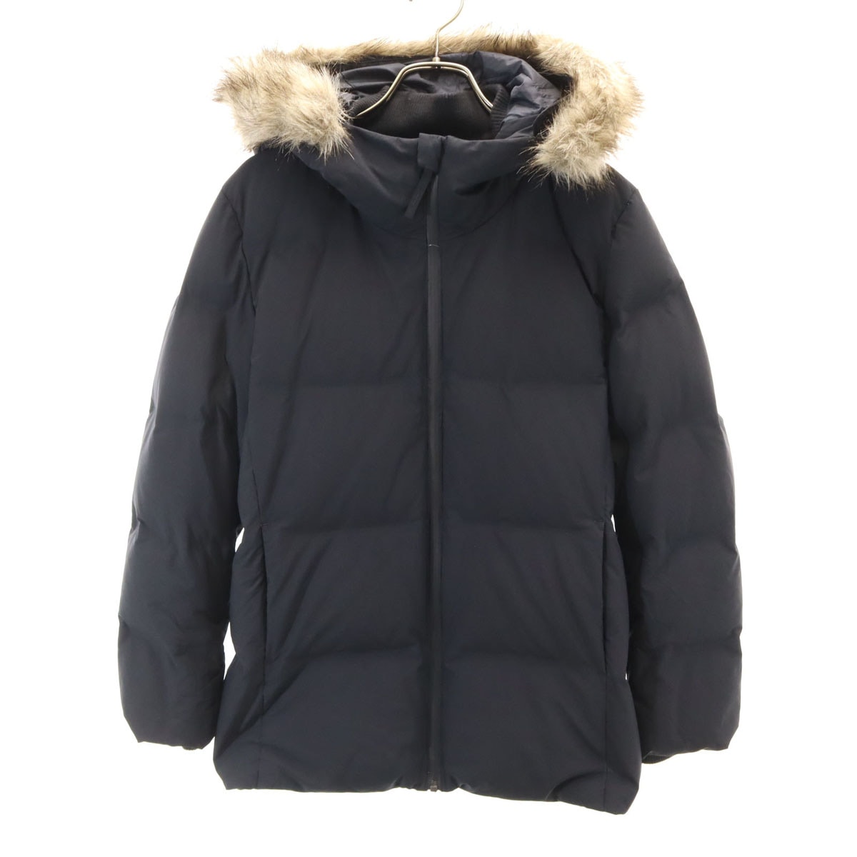 シームレス ダウンパーカー L ネイビー レディース 古着
