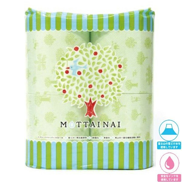トイレットペーパー 販促用 贈答用 粗品 景品 MOTTAINAI ダブル30m 4ロール入り X24パック