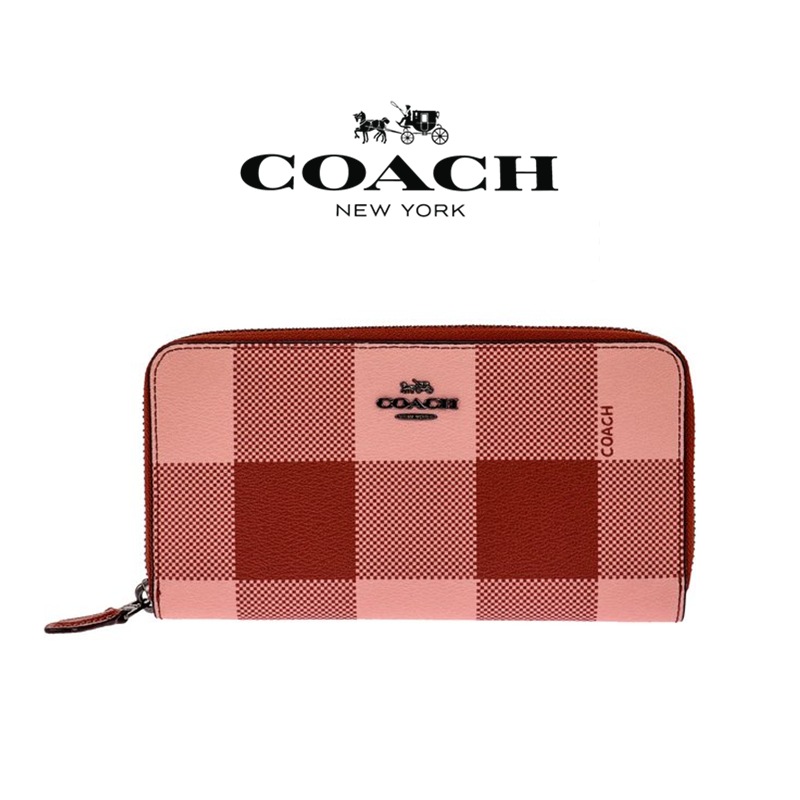 【20%再値下げショップクーポン発行中!】 即納 財布 長財布 F25966 QBBUL レディース アウトレット バフ プレイド チェック パターン ジップ ウォレット