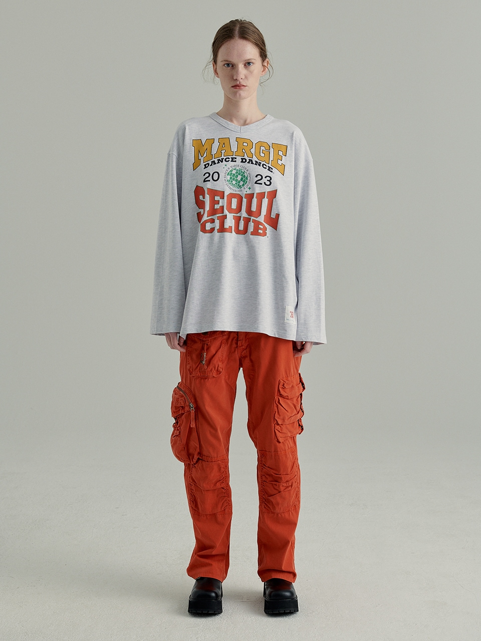 【MARGESHERWOOD】 DANCEDANCE WASHED LONG SLEEVE : GREY MELANGE