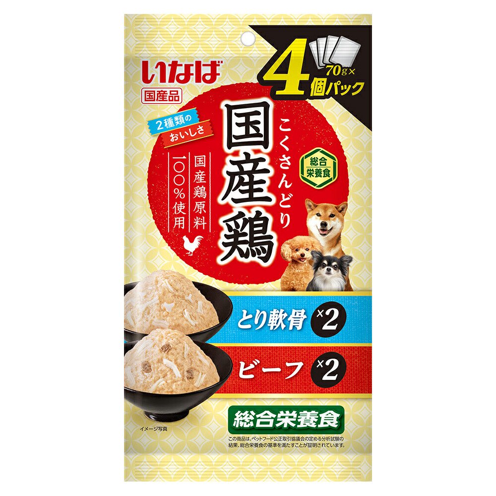 いなば　国産鶏　４個パック　とり軟骨・ビーフバラエティ　７０ｇX４袋X１６　ＣＲＣ45―08―20―55―00