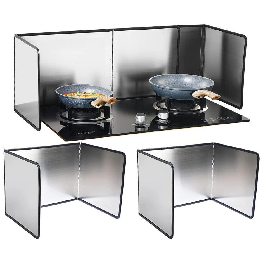 レンジガード コンロガード ステンレス 2 Pack 3面タイプ 折りたたみ 油はねガード コンパクト 水洗いお手入れ簡単 油はね防止