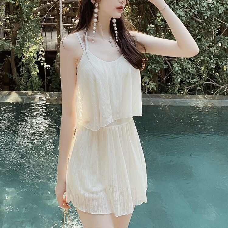 シアー キャミワンピ 水着 スイムウェア レディース ワンピース チュール シフォン フリル メッシュ シアー 大人可愛い きれいめ ナチュラル 大人っぽい 存在感 フェミニン 無地 リゾート 旅行