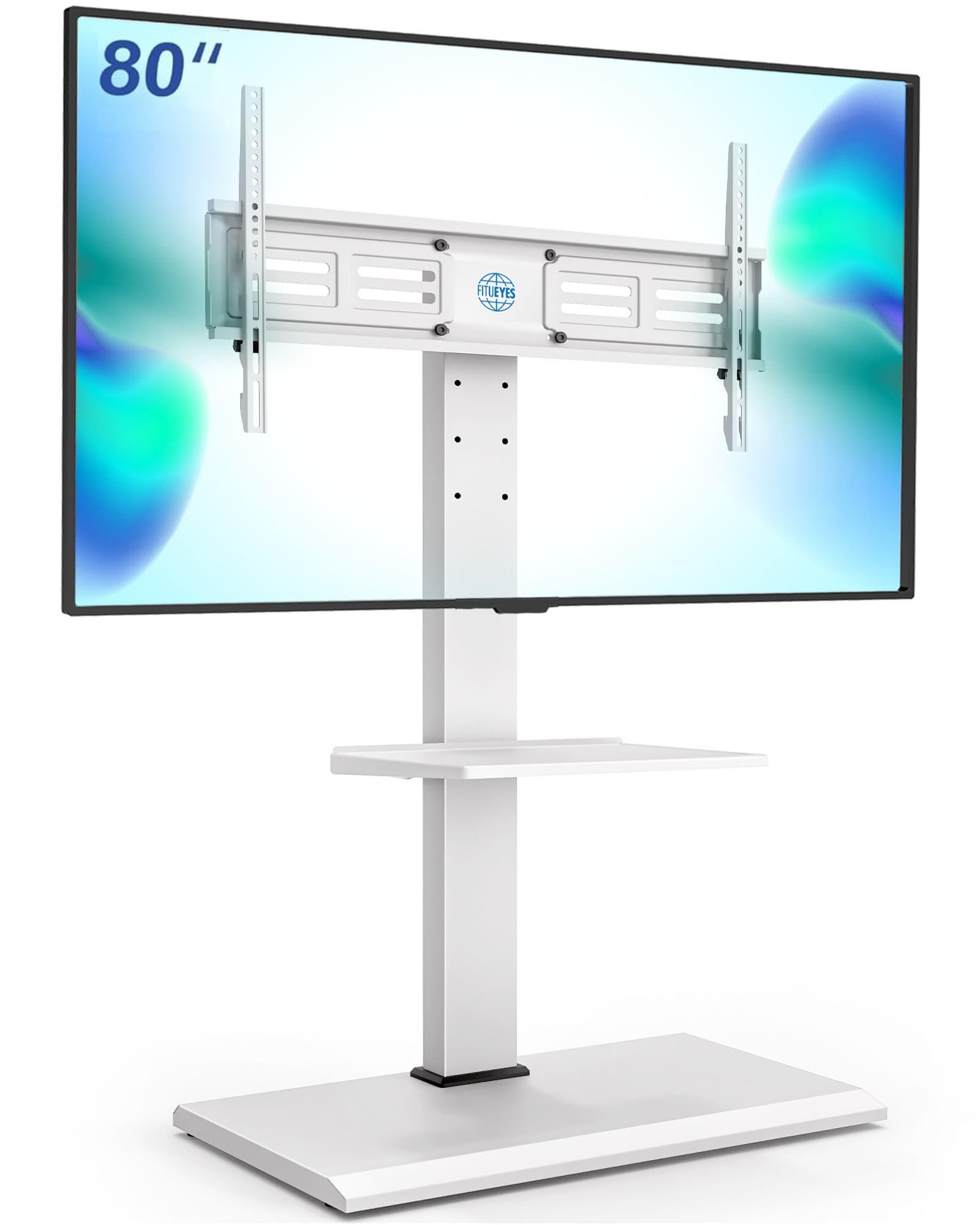 テレビスタンド 大型テレビ台 壁寄せテレビスタンド 50-80インチテレビに対応 高さ調整可能 首振り可能 耐荷重50kg 収納可能 鉄製 ホワイト 12649