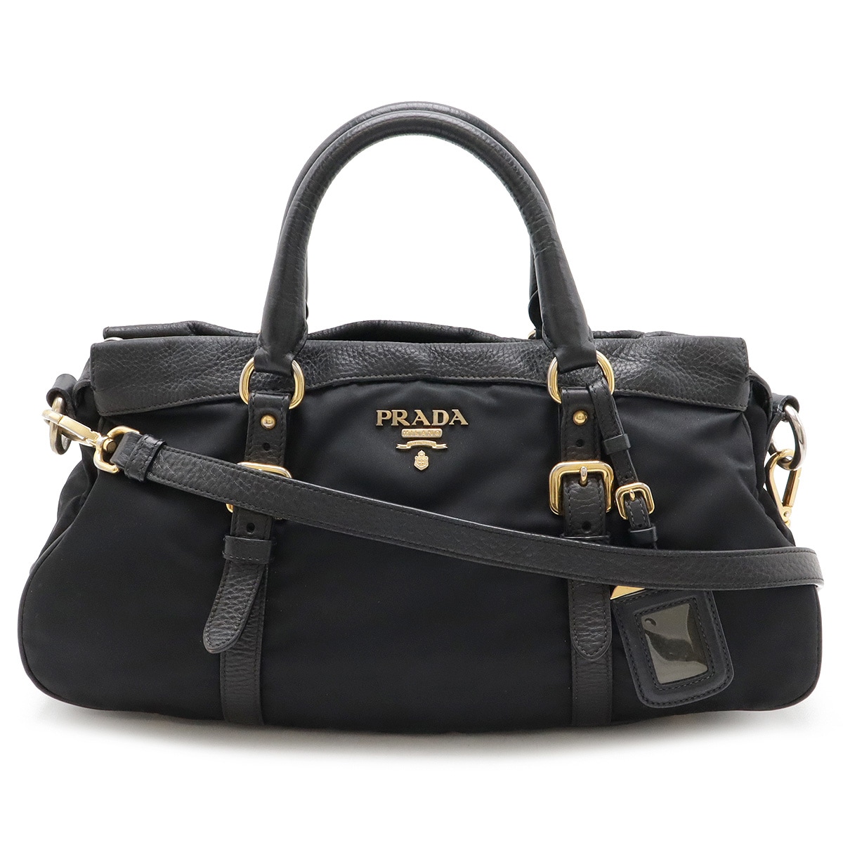 トートバッグ ハンドバッグ 2WAY ショルダーバッグ 斜め掛け ナイロン レザー NERO 黒 ブラック ゴールド金具 BT203