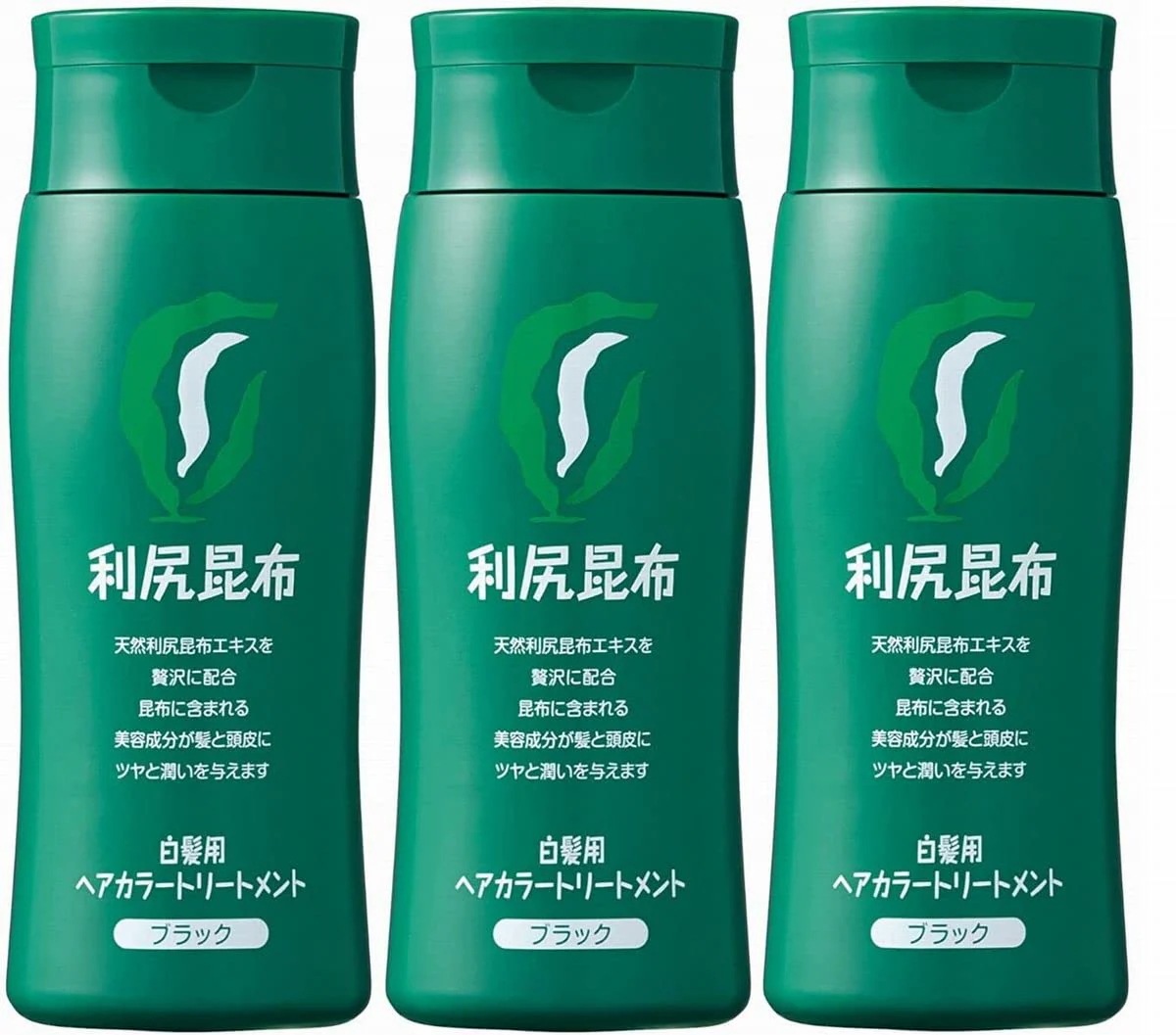 利尻昆布ヘアカラートリートメント 白髪染め (ブラック) 200ｇx3本 4582142694041