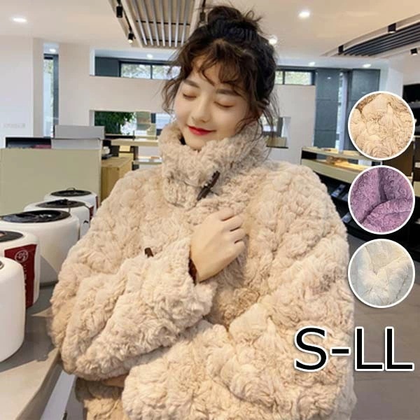 ダッフルコート もこもこ アウター パーカー レディース ボアブルゾン エコファー パープル 紫 ベージュ オフホワイト 白 ボアジャケット ボアコート ふわふわ ドロップショルダー 羽織り ボア ジ