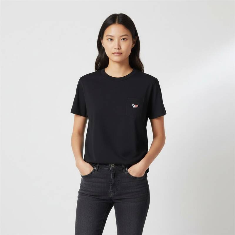 メゾン・キツネ トリコロール・フォックス・パッチ 半袖Tシャツ FW00107KJ0010 BK