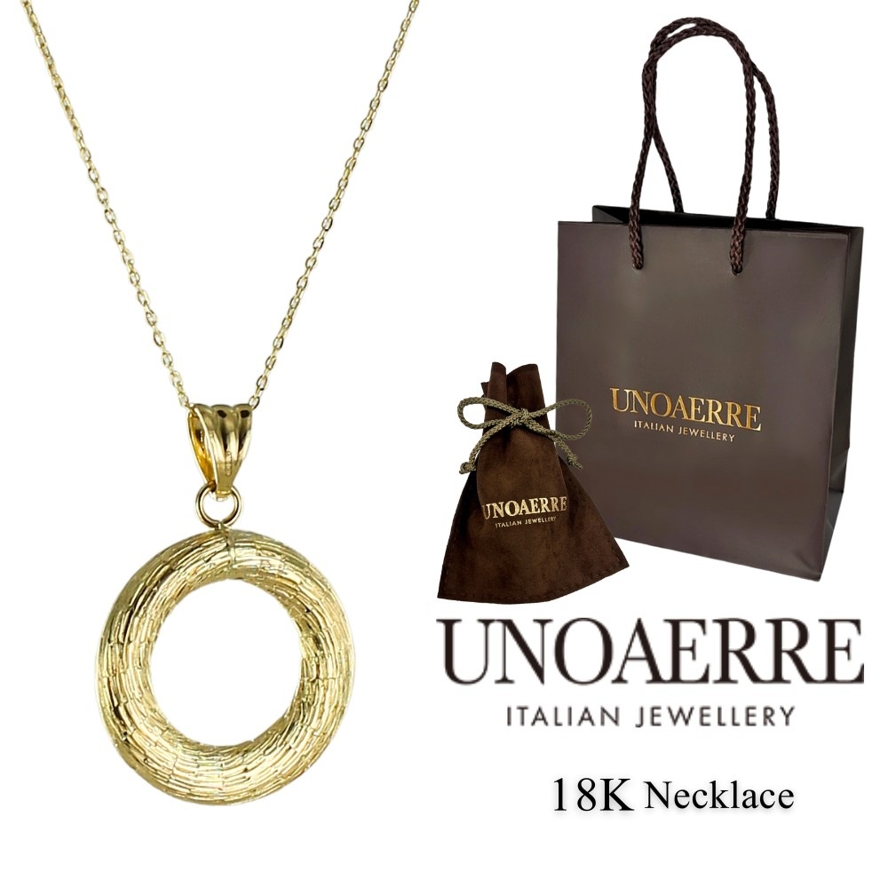 ウノアエレ ショッパー付き ネックレス レディース 18K 18金 イエローゴールド 誕生日プレゼント 女性 妻 ペンダント チェーンネックレス おしゃれ ゴールド イタリア製 K18 金 ギフト