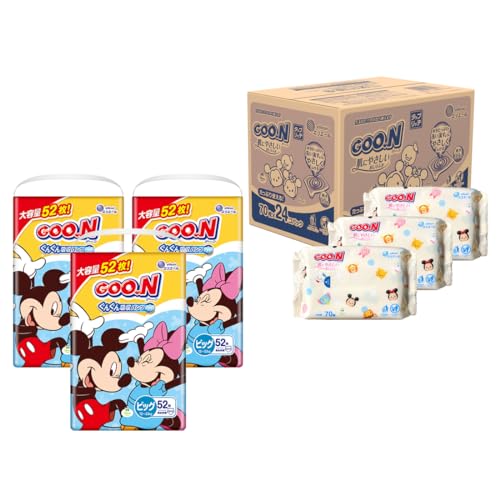 【セット買い】 【パンツ BIGサイズ】グーン まっさらさら通気 (1220kg) 156枚(52枚3) 男女共用 ＋ 【おしりふき 詰替用】肌にやさしいおしりふき 1680枚(70枚24個)