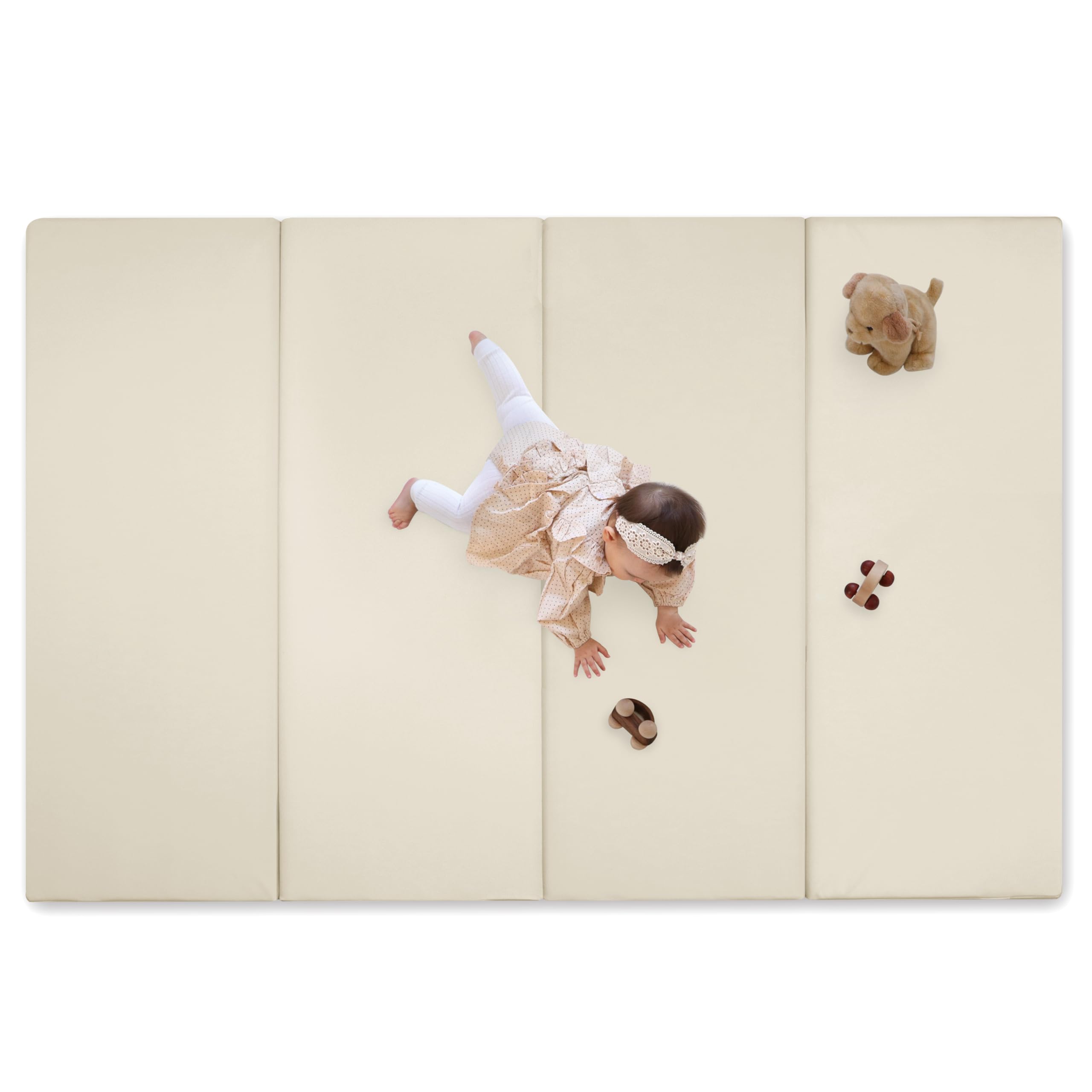 (ケラッタ) プレイマット 折りたたみ 赤ちゃん 1級防音 防水 厚手 (ベージュ， 200×140cm)