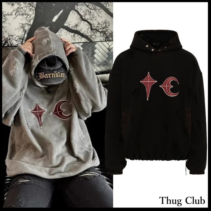 【Thug Club】レザーロゴ フーディ パーカー サグクラブ