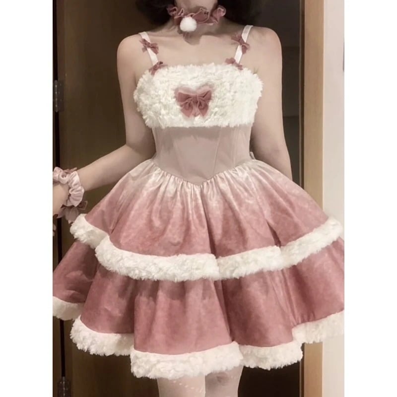 ロリータドレスクリスマスロリータ少女らしさコスプレピンクバニーガール制服コスプレ純情バニードレスセット和服コスチュームコスチューム