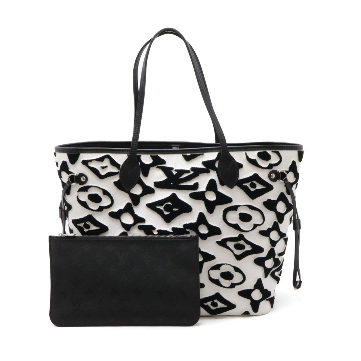 LV×UF ネヴァーフルMM トートバッグ ショルダーバッグ 肩掛け ブラック 黒 ホワイト 白 ポーチ付き M4556