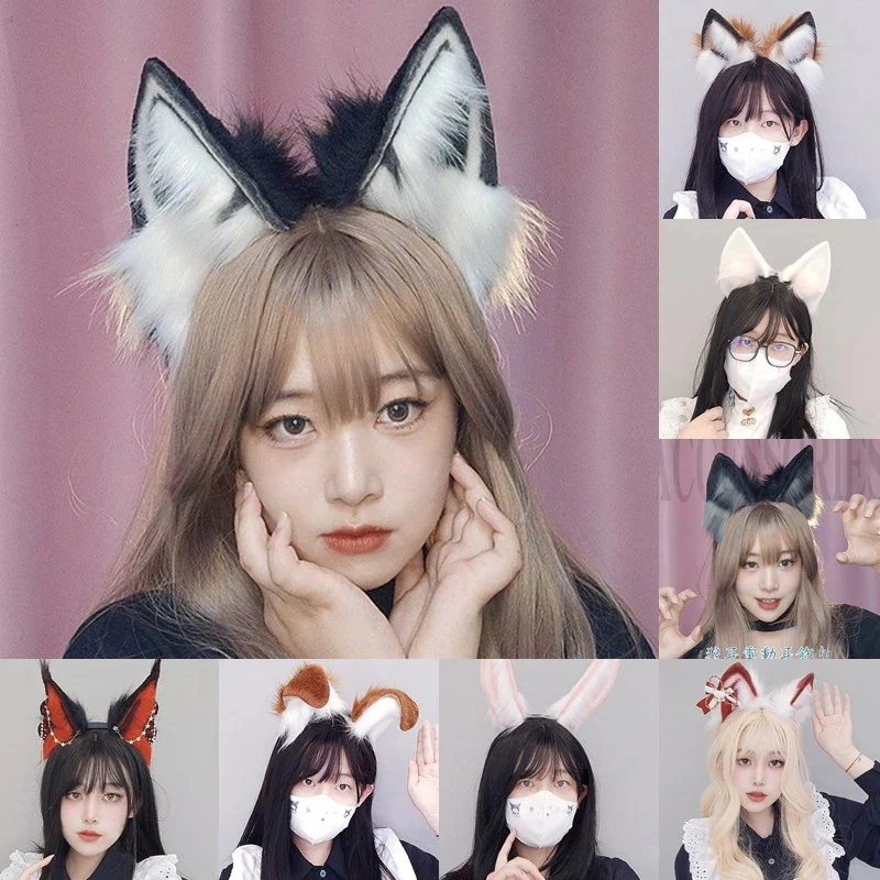 「首振りと共に動く」電動耳 獣耳 スマート 充電式 耳飾曲げる可能 狐耳 猫耳 兎耳 狼耳 犬耳 ファー ヘア飾コスプレ クリスマス サンタ 文化祭 学園祭 お祭花火大会