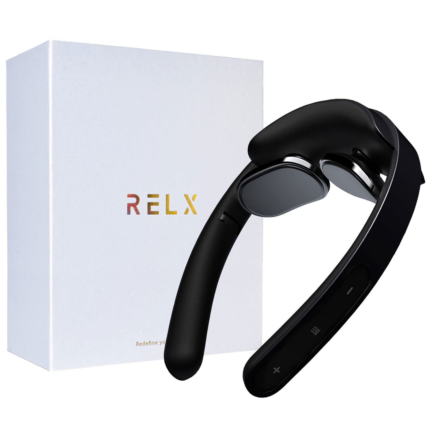 (鍼灸整体院長監修) RELX リラクゼーション器 EMS 温熱(日本企業企画) 超軽量72g コードレス プレゼント ギフト ネックウォーマー 静音 (マットブラック)