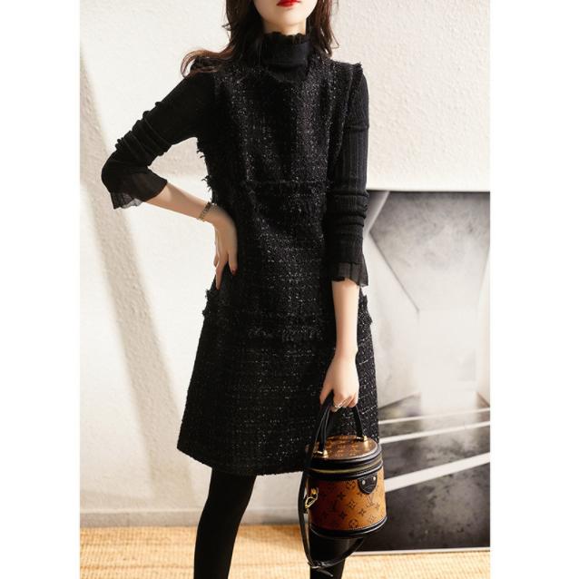 【2枚購入で100円OFF】ジャンパースカート レディース ノースリーブワンピース 秋冬 コンビネゾン ジャンスカ サロペットスカート オールインワン 重ね着 チェック 着痩せ