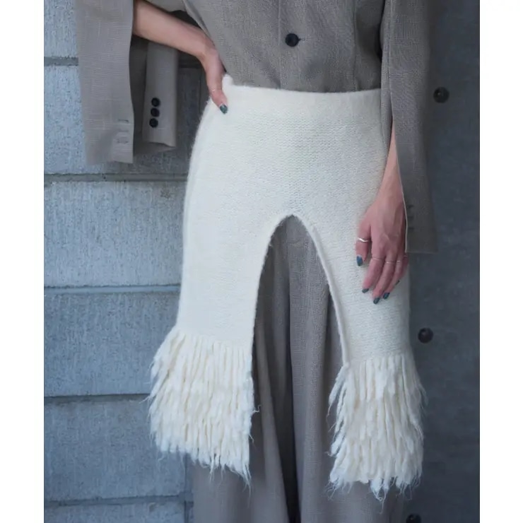 【Pasterip】Fringe knit multi-way skirt