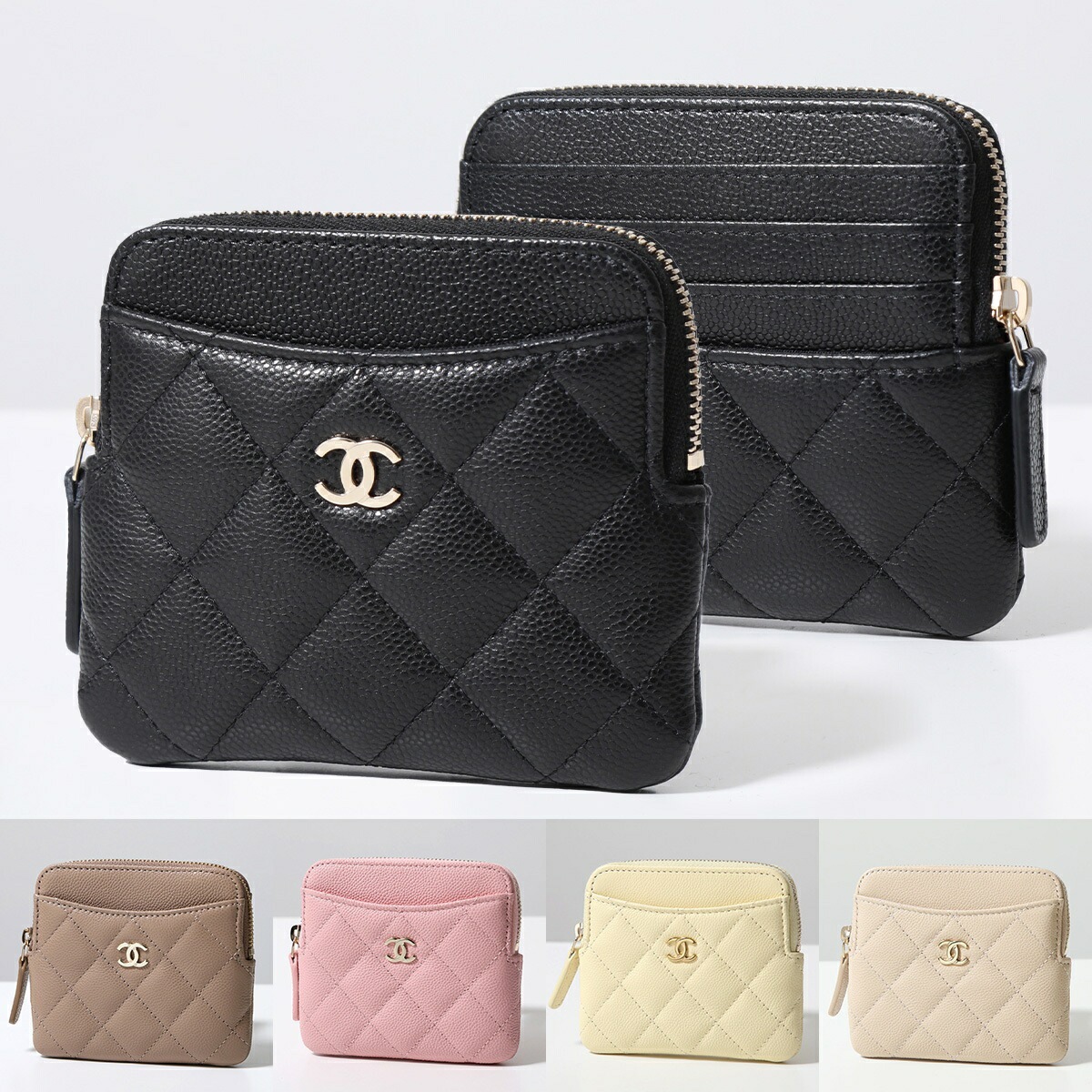 CHANEL シャネル コインケース AP2061 B10583 MATELASSE マトラッセ レディース キャビアスキン ココマーク カードケ ース フラグメントケース 財布