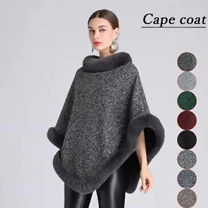 ケープコートファー付き ポンチョコート ファーコート 肩掛け レディース ケープ 羽織 アウター マント フェイクファー カシミヤタッチ 着物 上品カジュアル きれいめ 50代 40代 30代 20代