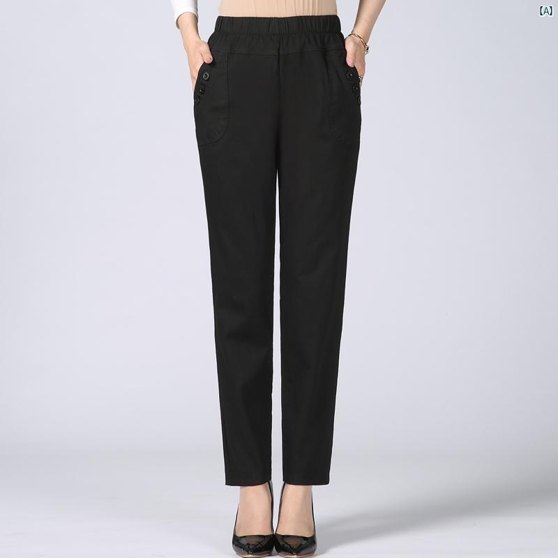 レディース ファッション おしゃれ 春夏 秋　冬 大人 上品 高級 マダム プレゼント 敬老日　おばあちゃん パンツ 春秋 アウターウェア用 ハイウエスト ストレート 夏 コットン カジュアル