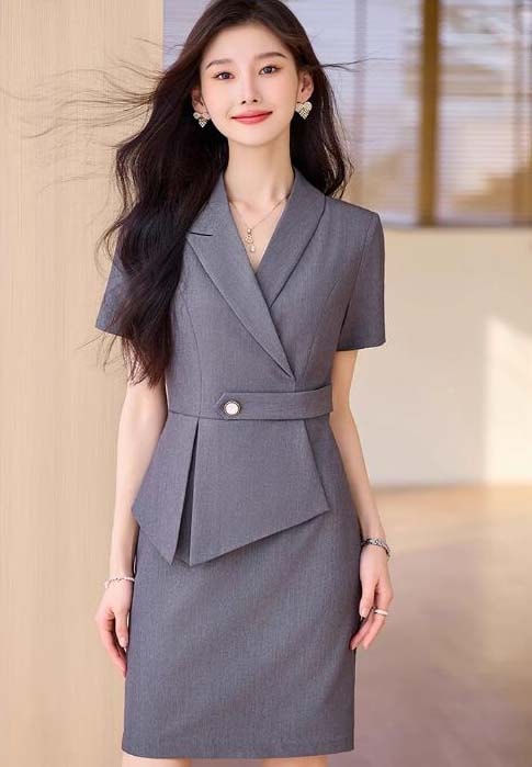 通勤お仕事服 オフィスビジネスリクルート 通勤 OL 面接 入学式 入園式 転職 卒業式 同窓会 セレモニー フォーマルスーツワンピース オシャレ 大きいサイズ 気質 細身 着痩せ ワンピース S-4