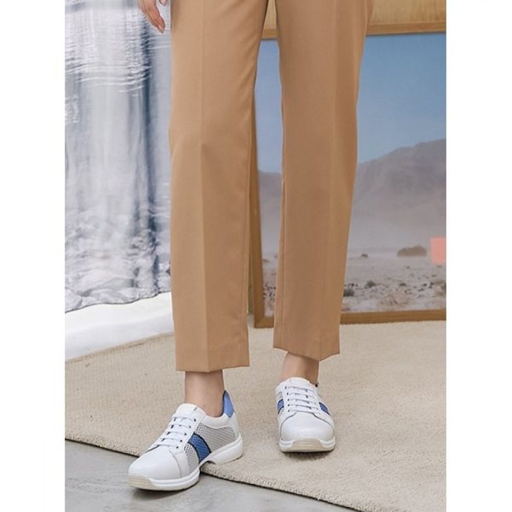 [Ninaspari] レザーコンビネーションニットメッシュアンチスリップスニーカー