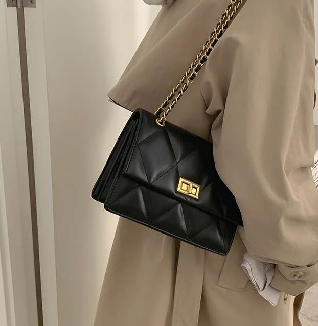 キルティング バッグ レディース レザー PU ゴールド チェーン ミニ ショルダー ハンドバッグ