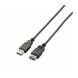 (まとめ)エレコム 極細USB3.0延長ケーブル(A-A) USB3-EX20BK(×3セット)