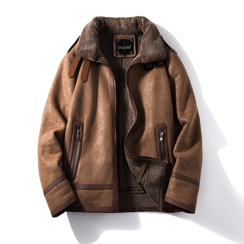 ボアジャケット メンズ ジャケット スエード 裏起毛 ボア 毛皮コート 防風 ブルゾン かっこいい 厚手 アウター 冬服 11,092円