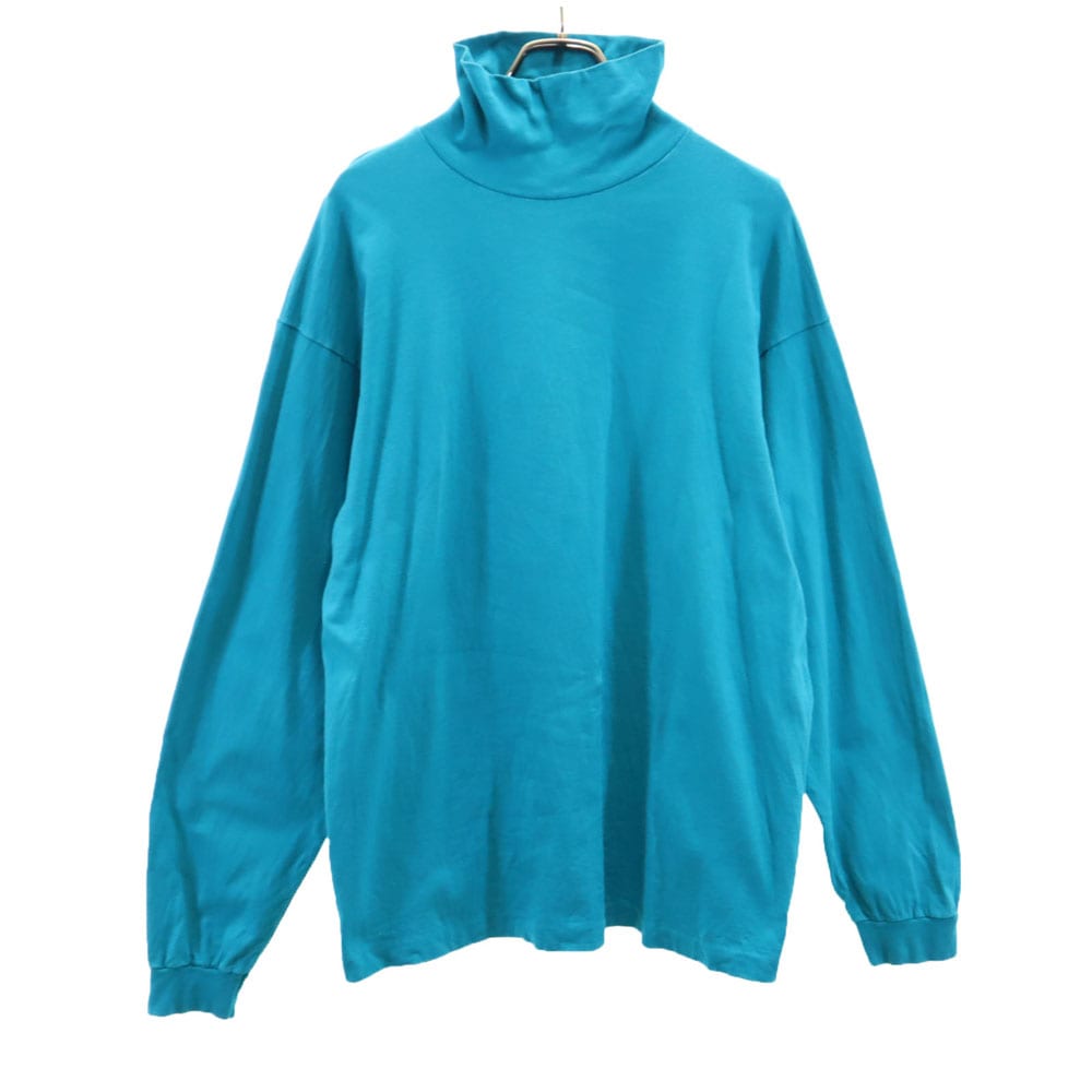 90s USA製 オールド 長袖 ハイネック Tシャツ XL グリーン系 ロンT メンズ