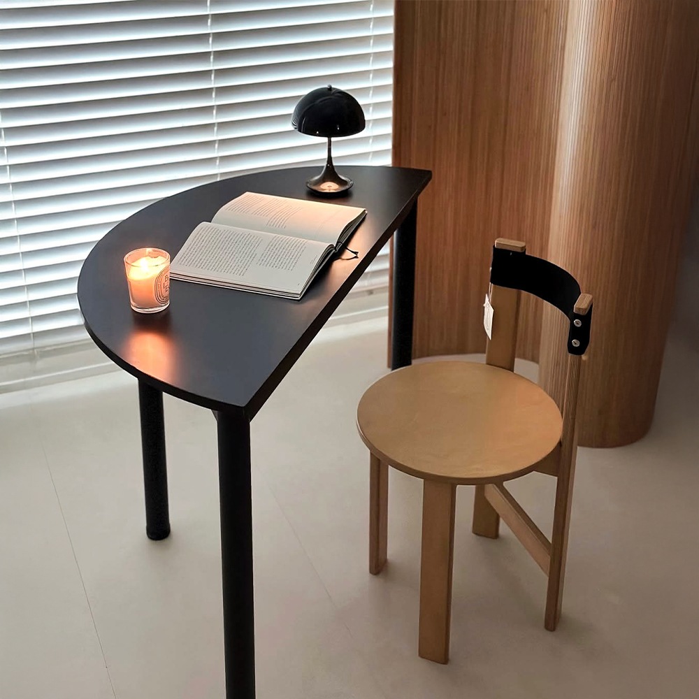 ハーフムーンテーブル ブラック バター 二色から選べる W100cm×D50cm×H74.5cm コンパクト モダン 寝室 オフィス 食卓 デスク 韓国インテリア