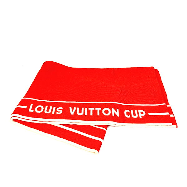 LOUIS VUITTON ロゴデザイン マフラー 赤