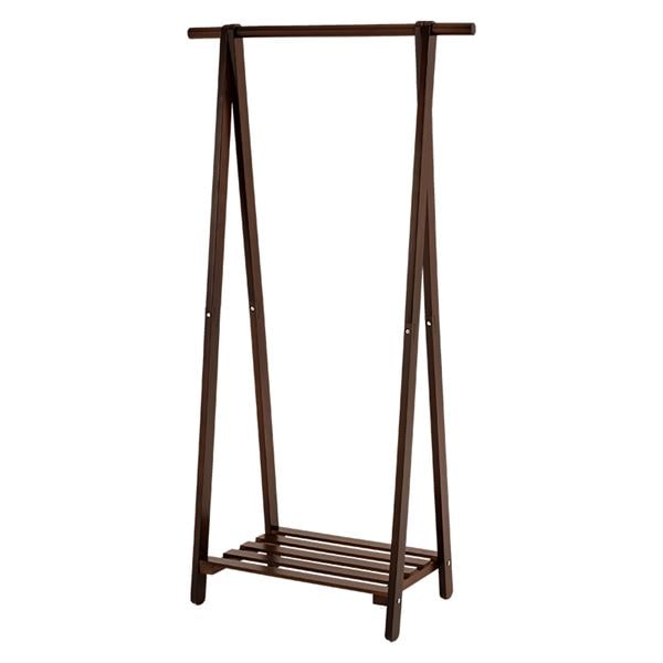 ハンガーラック 約幅幅80×奥行41×高さ150cm ダークブラウン 木製 棚付き 組立品 ベッドルーム 寝室 リビング
