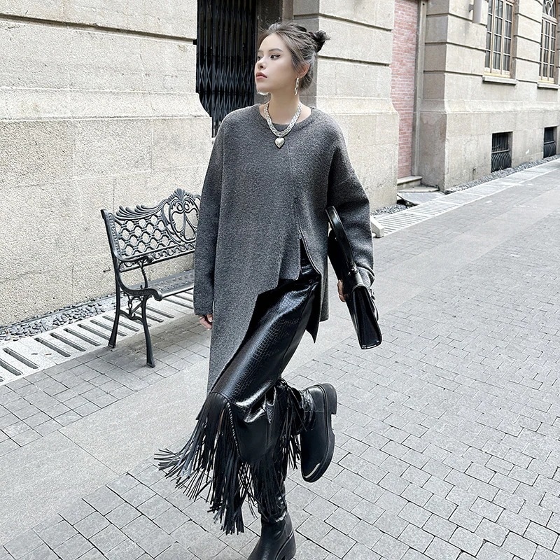 【J.Fashion】 2024秋冬新品 ロングニット ファスナー スリット おしゃれ ニットカーディガン セーター 関連商品は店で購入可能 レディース メガ割30%までに制限