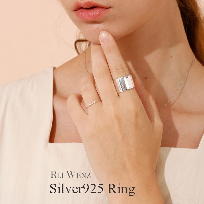 【高品質Silver925】【フリーサイズ】シルバー リング 指輪 Silver925 レディース レイヤード 太 幅広 デザインリング おしゃれ 幅太 プレゼント