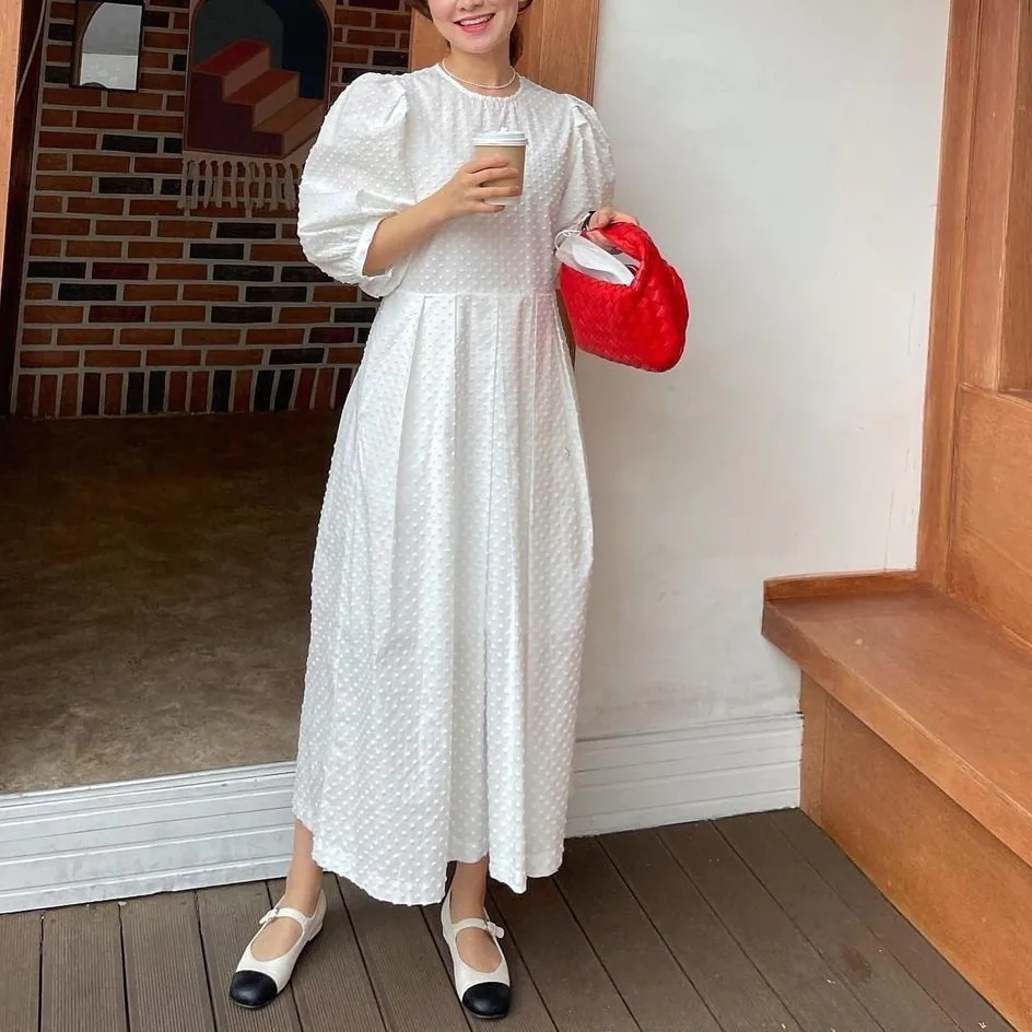 2color レディース ワンピース ロングワンピース ミモレ丈ワンピース ミモレ丈 水玉ドット柄