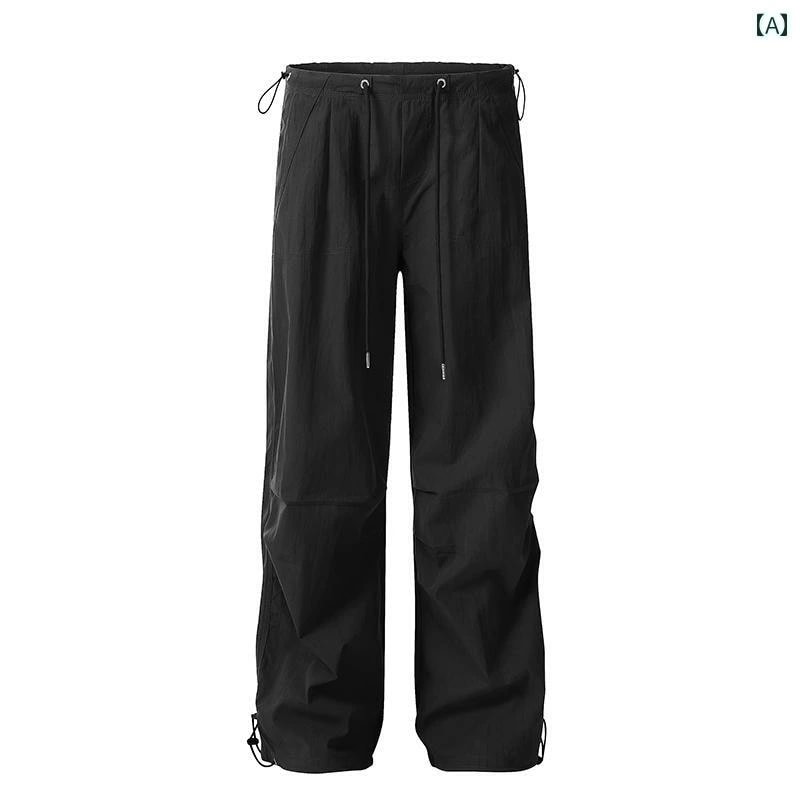 カーゴパンツ　メンズ　レディース SMILE DDD ドローストリング オーバー オール 小柄な 女性用 ヒップ ホップ ストリート ダンス カジュアル パンツ